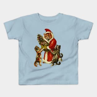 Louis Wain, Christmas Cat Santa Kids T-Shirt